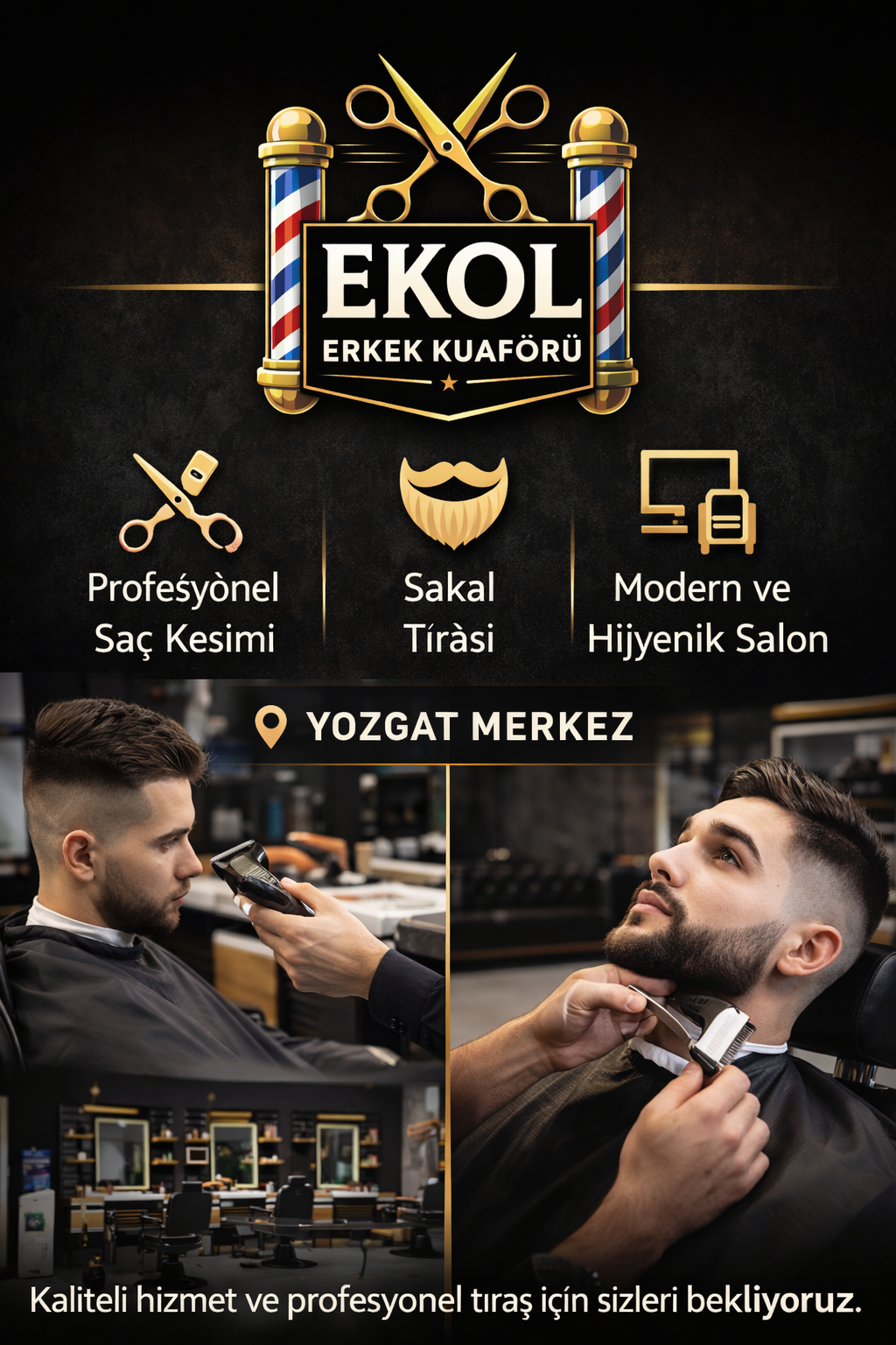 Yozgat Ekol Erkek Kuaförü profesyonel saç kesimi uygulaması